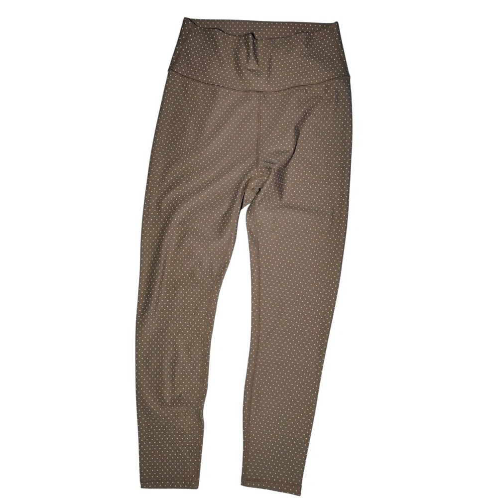 Allfenix Piper Warm Taupe White Polka Dot Cropped Compression Leggings 7/8 L NWT